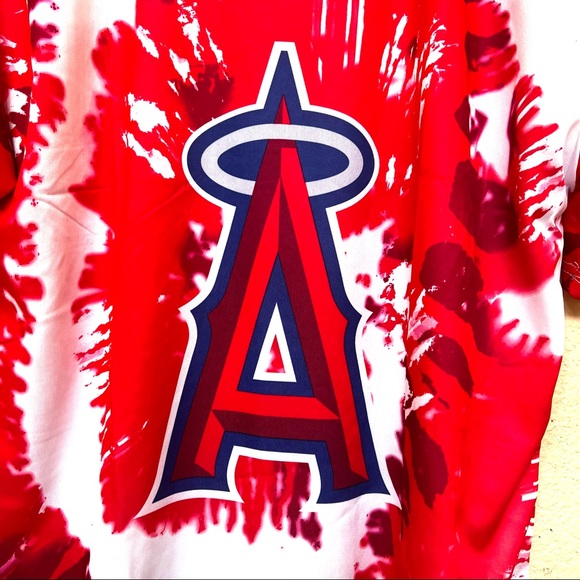 MLB Angels Tie Dye Print Shirt & Plastic Tote Bag Bundle NWOT H-28 - Picture 4 of 12